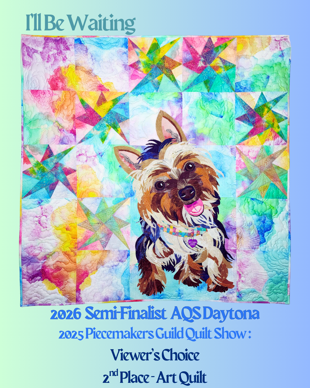 I'll Be Waiting — 2026 Semi-Finalist AQS Daytona; 2025 Piecemakers Guild Viewer's Choice & 2nd Place Art Quilt